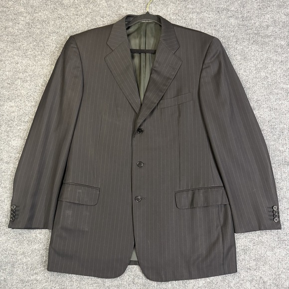 Ermenegildo Zegna Trofeo Blazer Men 42R Dark Brown Pinstripe Sport Coat Italian